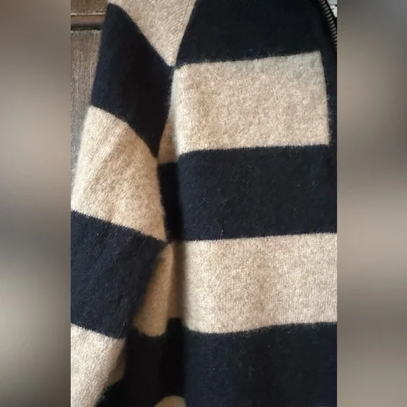 Crewcuts Cashmere Black and Tan Striped Quarter Zip-Up Sweater - Picture 4 of 6